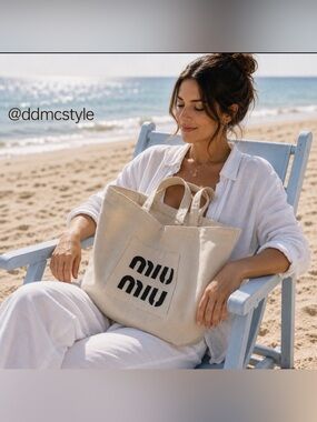 Miu Miu Parfum GWP 100% Canvas Tote w Front Pocket + Top Handles